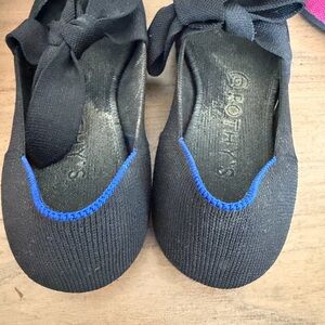 Rothy's Black Ballet Flats with Blue Trim